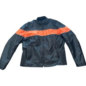 Revolution Black Street Racing Jacket with Orange Stripe Mens Size XL